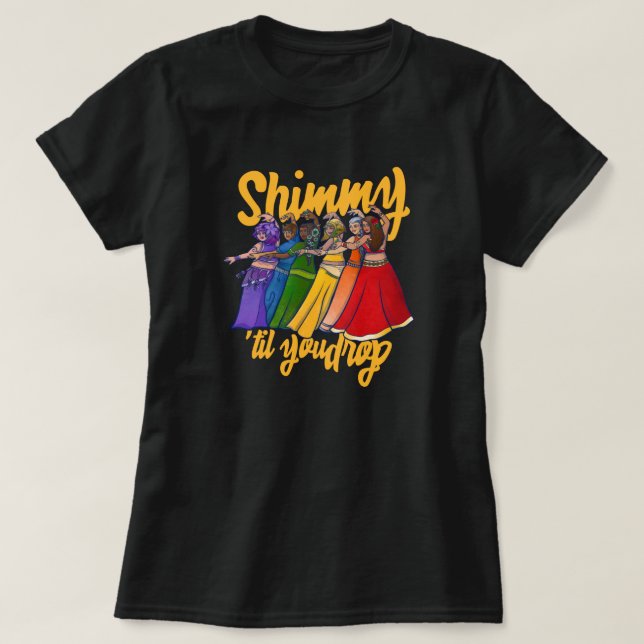 Rainbow Belly Dancer Art Belly Dance Troupe T Shirt (Design framsida)