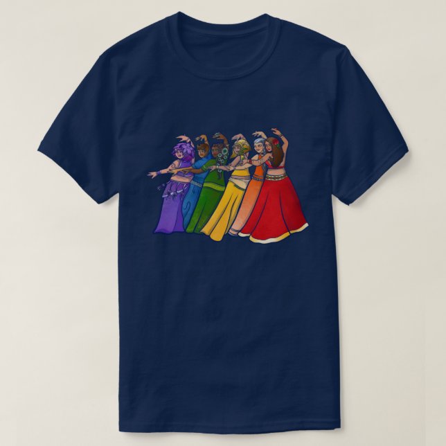 Rainbow Belly Dancer Art Belly Dance Troupe T Shirt (Design framsida)