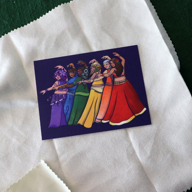 Rainbow Belly Dancer Art Belly Dance Troupe Vykort (Skapare uppladdad)