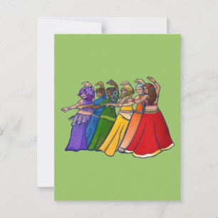 Rainbow Belly Dancer Art Belly Dance Vykort
