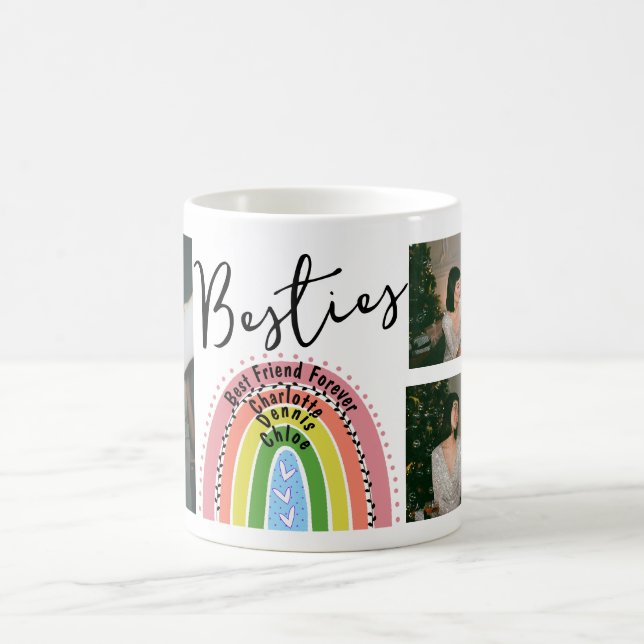 Rainbow Best Friends Forever Bestie Photo Collage Kaffemugg (Center)