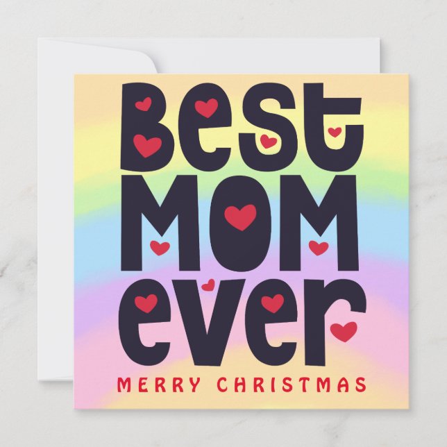 Rainbow Best Mamma någonsin God jul Helgdag Kort (Framsida)