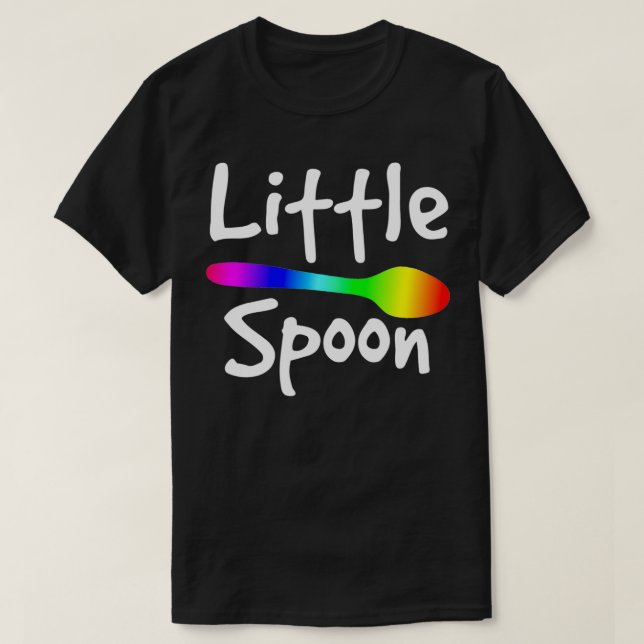 Rainbow Big Spoon Little Spoon Matching Gay Couple T Shirt (Design framsida)