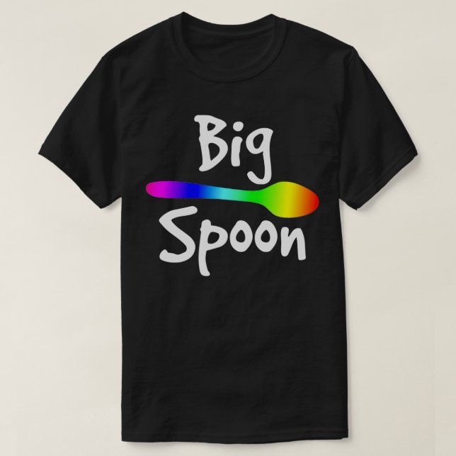 Rainbow Big Spoon Little Spoon Matching Gay Couple T Shirt (Design framsida)