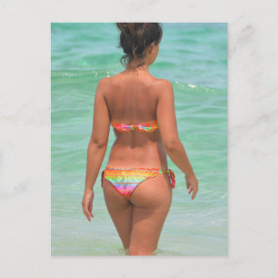 Rainbow Bikini Girl Photo Vykort
