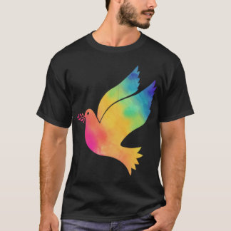 Rainbow Bird Fredstecken Tie Dye Mönster Trasa T Shirt