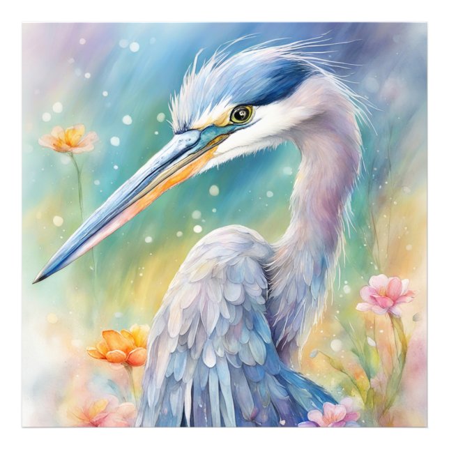Rainbow Birds Blue Heron 2 Fototryck (Framsidan)