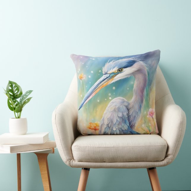 Rainbow Birds Blue Heron 2 Kudde (Stol)