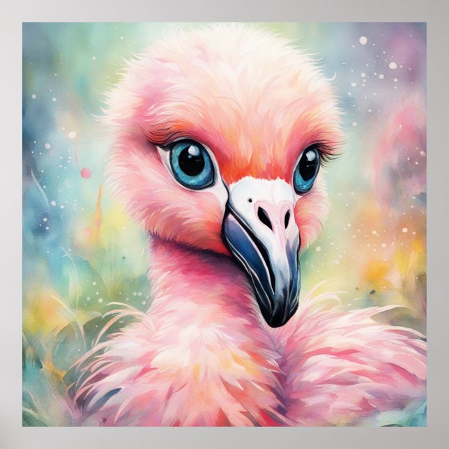 Rainbow Birds Flamingo 3 Poster (Framsidan)