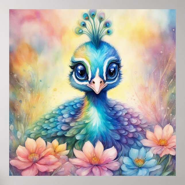 Rainbow Birds Peacock 1 Poster (Framsidan)