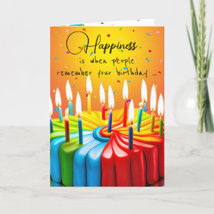 Rainbow Birthday Cake and Candles Kort