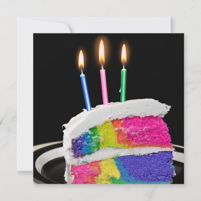 Rainbow Birthday Cake Party Inbjudningar (Framsida)