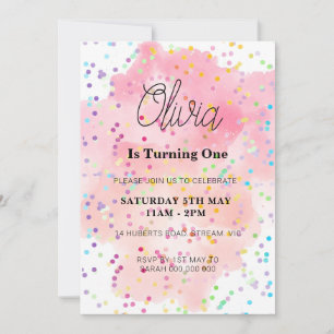 Rainbow Birthday Colorful Watercolor Inbjudningar