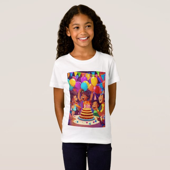 Rainbow Birthday Joy T Shirt (Hel framsida)