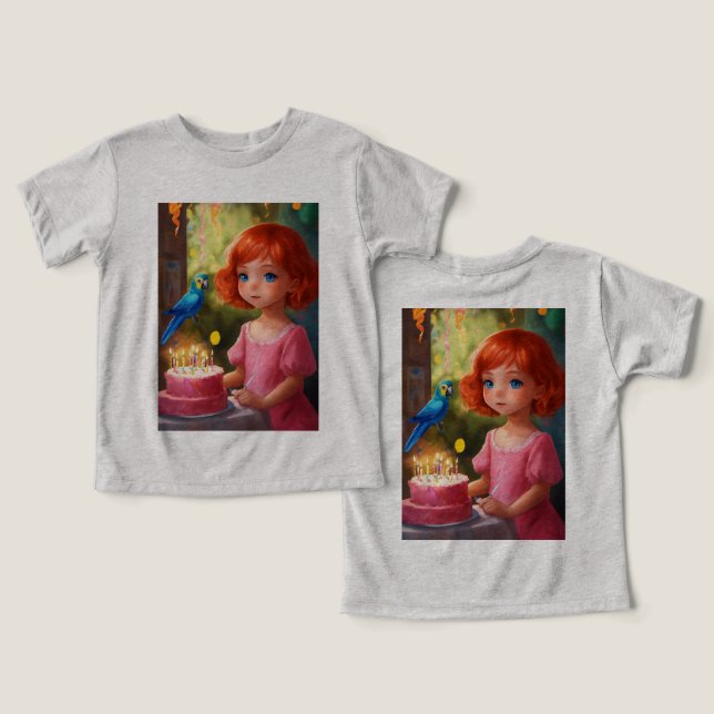 Rainbow Birthday Joy T Shirt (Design fram och bak)