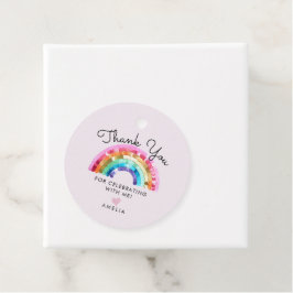  Rainbow Birthday Party Gåvor Etiketter