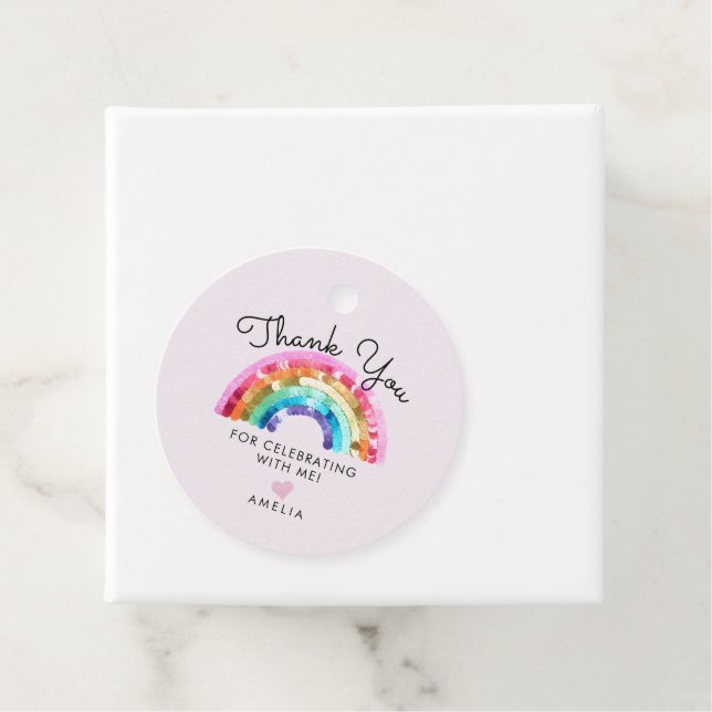  Rainbow Birthday Party Gåvor Etiketter (På plats)