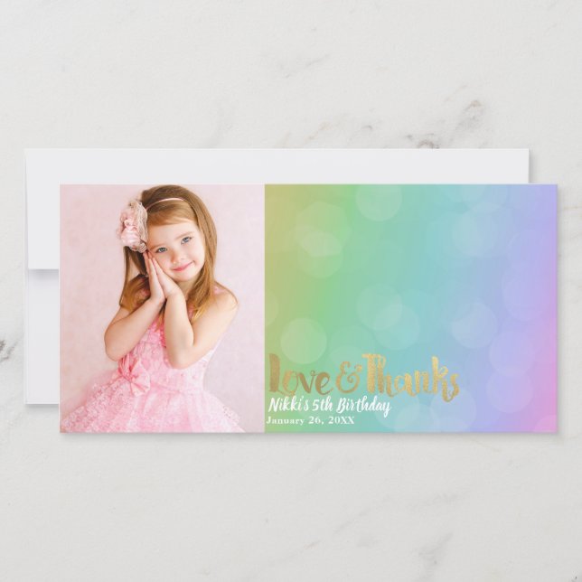 Rainbow Birthday Photo Kärlek & Tack Tack Kort (Framsida)