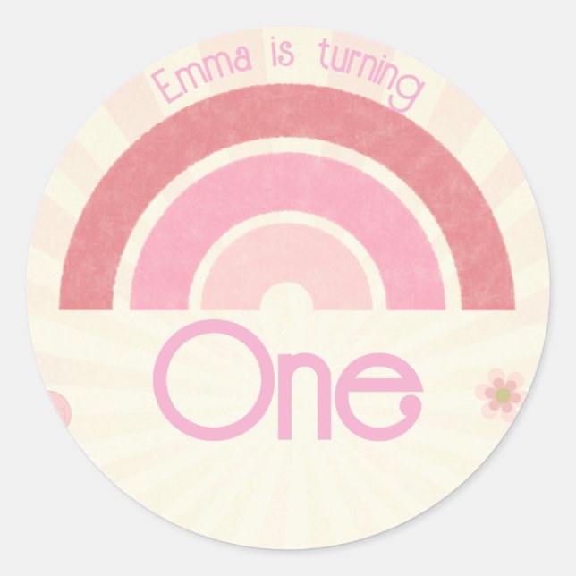 Rainbow Birthday Runt Klistermärke (Framsida)