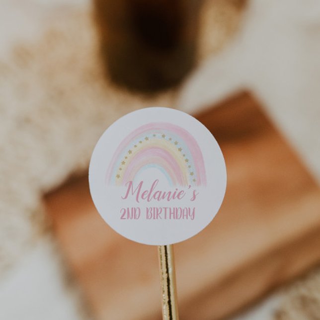 Rainbow Birthday Runt Klistermärke (Skapare uppladdad)