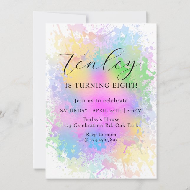 Rainbow Birthday, Watercolor, Rainbow Party, Inbjudningar (Framsida)