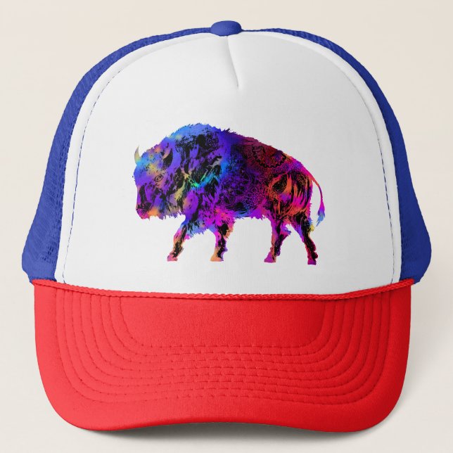 Rainbow Bison Buffalo Keps (Framsida)