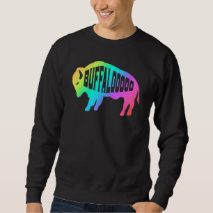 Rainbow Bison Buffalo Lång Ärmad Tröja