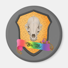 Rainbow Bita Me Badger Skull Magnet