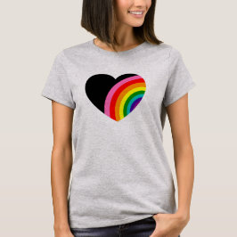 Rainbow Black Heart T Shirt