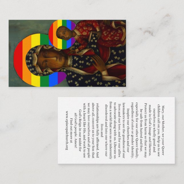 Rainbow Black Madonna Holy Card Visitkort (Fram/baksida)