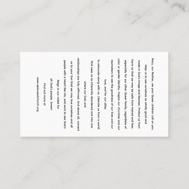 Rainbow Black Madonna Holy Card Visitkort (Baksida)