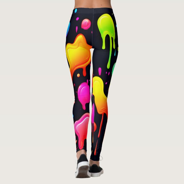 Rainbow Bläck Paint Stänk Leggings (Baksida)
