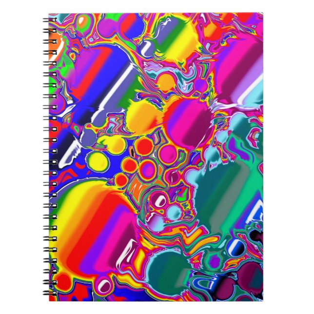 Rainbow Blast Abstrakt Art Anteckningsbok (Framsidan)