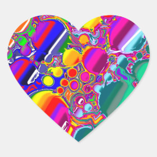 Rainbow Blast Abstrakt Art Hjärtformat Klistermärke