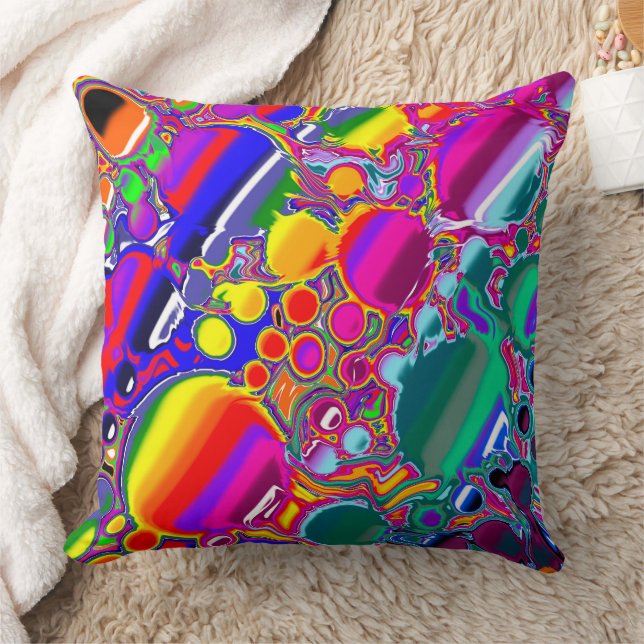 Rainbow Blast Abstrakt Art Kudde (Filt)