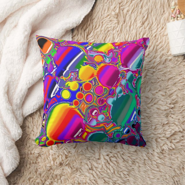 Rainbow Blast Abstrakt Art Kudde (Filt)