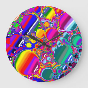 Rainbow Blast Abstrakt Art Stor Klocka