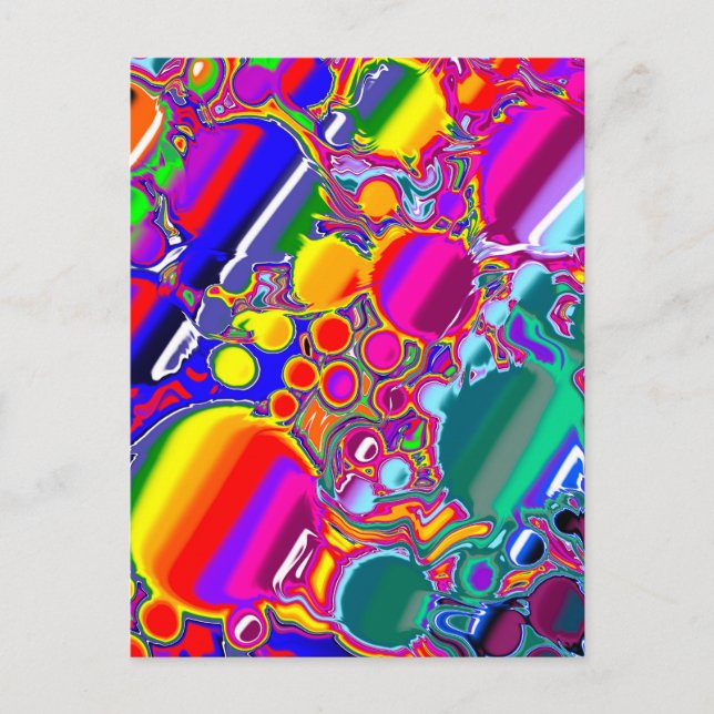 Rainbow Blast Abstrakt Art Vykort (Framsida)