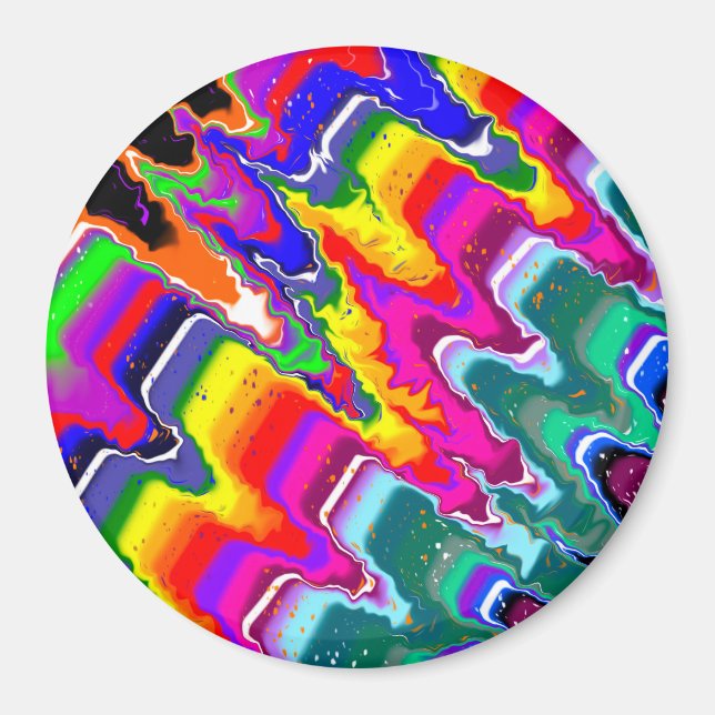 Rainbow Blip Abstrakt Digital Art Magnet (Framsidan)