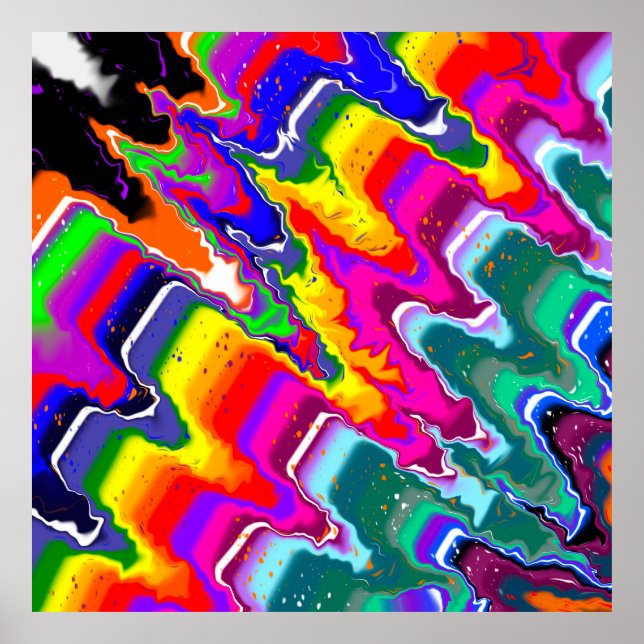 Rainbow Blip Abstrakt Digital Art Poster (Framsidan)