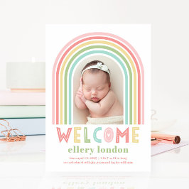 Rainbow Bliss Baby Birth Announcement Julkort