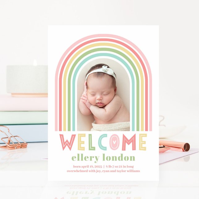 Rainbow Bliss Baby Birth Announcement Julkort (Skapare uppladdad)
