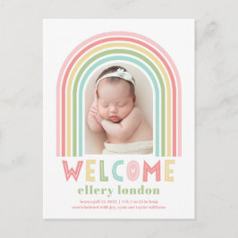Rainbow Bliss Baby Birth Notification Postcard Vykort