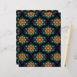 Rainbow Blommigt Fontän Mandala 1970 s Retro Ogee