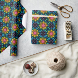 Rainbow Blommigt Fontän Mandala Diamond Tile Presentpapper