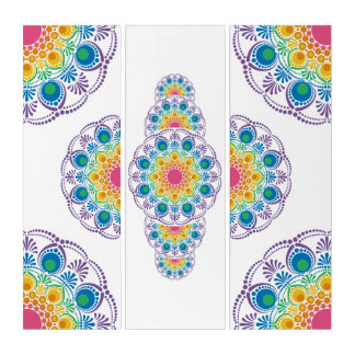Rainbow Blommigt Fontän Ornamental Dot Mandala