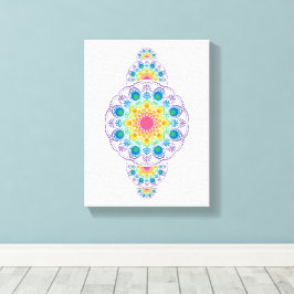 Rainbow Blommigt Fontän Ornamental Dot Mandala Canvastryck