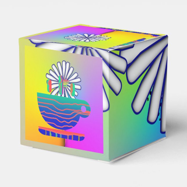 Rainbow Blommigt Gift Square Presentaskar (Baksidan Sidan)