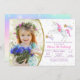 Rainbow Blommigt Magic Unicorn Girl Birthday Photo Inbjudningar (Front/Back)