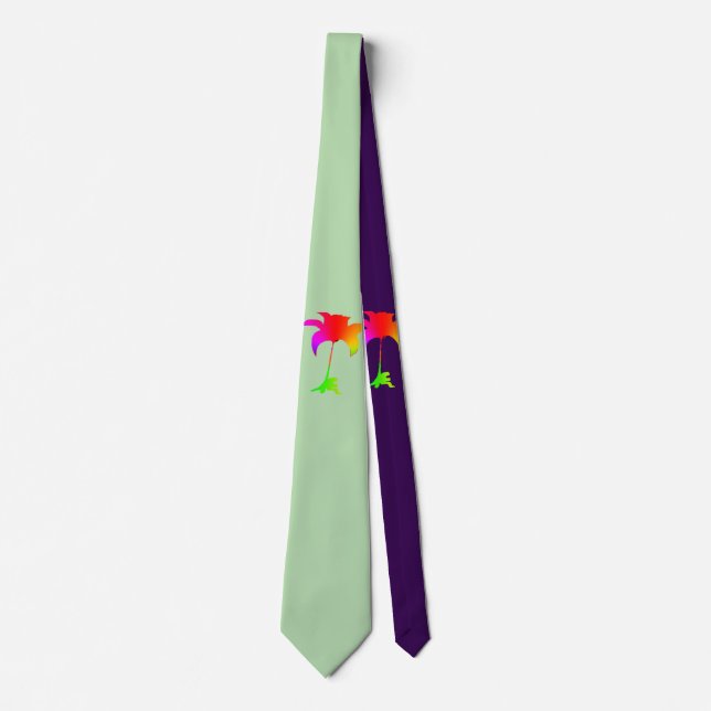 Rainbow Blommigt Mint Grönt Lila Tropical Neck Tie Slips (Framsida)